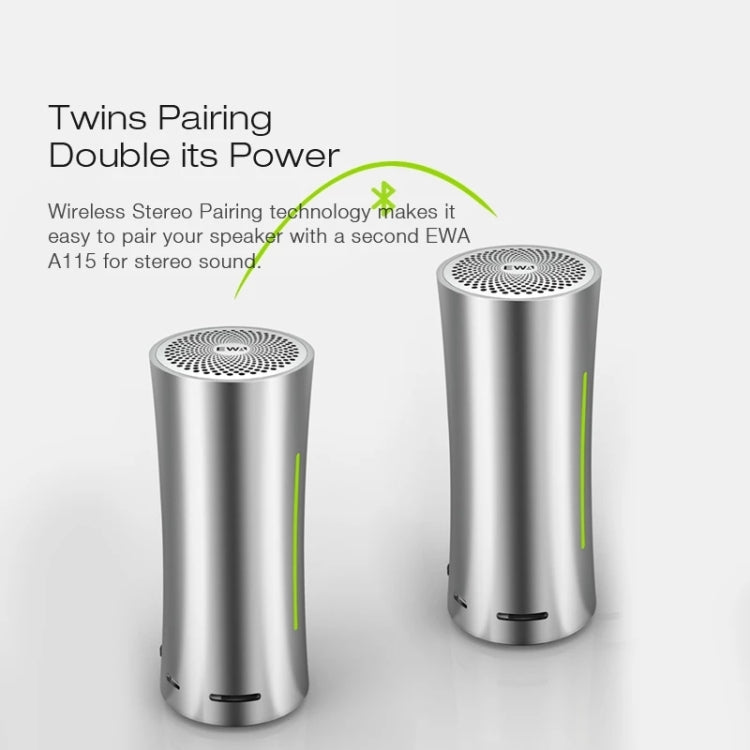EWA A115 Altifalante Bluetooth Metálico Portátil 105H Potência Hifi Estéreo Subwoofer para Exterior