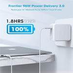 Carregador Portátil Adaptador de Energia 96W USB-C / Tipo-C com Cabo de Carregamento USB-C / Tipo-C 1,8m, Ficha UK 96W, Ficha AU 96W, Ficha US 96W, Ficha UE 96W