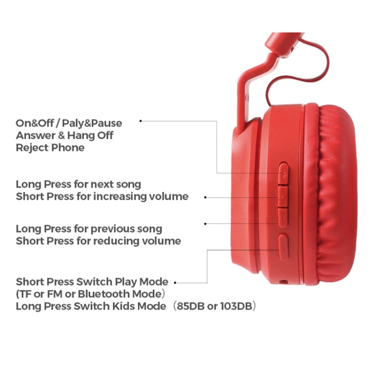 Auricular sem fios BOBo Kids, Bluetooth 5.0, graves, cancelamento de ruído, estéreo, com microfone, suporte para cartão TF, rádio FM e entrada AUX