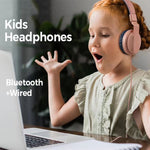 Auricular sem fios BOBo Kids, Bluetooth 5.0, graves, cancelamento de ruído, estéreo, com microfone, suporte para cartão TF, rádio FM e entrada AUX