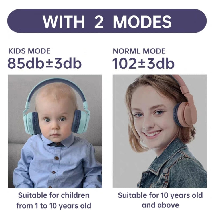 Auricular sem fios BOBo Kids, Bluetooth 5.0, graves, cancelamento de ruído, estéreo, com microfone, suporte para cartão TF, rádio FM e entrada AUX