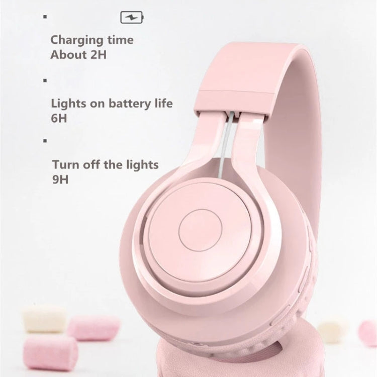 Auricular sem fios BT06C para crianças, Bluetooth 5.0, com microfone, luz LED, suporte para entrada AUX