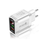 Carregador Rápido F002C QC3.0 USB + USB 2.0 com Ecrã Digital LED para Telemóveis e Tablets, Ficha UE