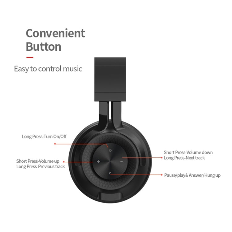 Auricular Dobrável Fingertime P1 Bluetooth 5.0 Estéreo com Almofadas de Couro Macio e Microfone Integrado para PC / Telemóveis