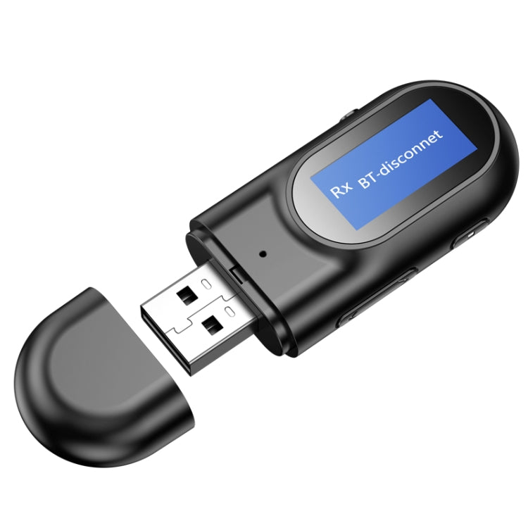 T17 Receptor e transmissor USB Bluetooth 5.0 Adaptador de áudio 2 em 1 com ecrã LCD para PC, TV, carro, AUX 3,5mm, v5.0