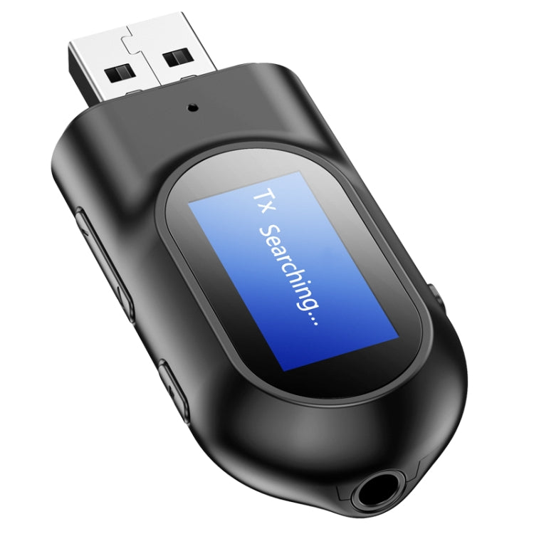 T17 Receptor e transmissor USB Bluetooth 5.0 Adaptador de áudio 2 em 1 com ecrã LCD para PC, TV, carro, AUX 3,5mm, v5.0