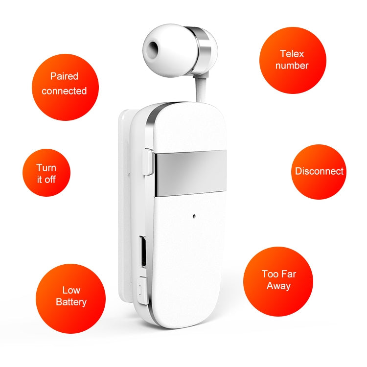 Auricular Estéreo Sem Fios Bluetooth K53 com Vibração para Lembrete de Chamadas, Clipe para Uso, Driver Auriculares para Telemóvel