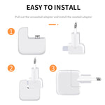 2 Unidades Adaptador de Energia XJ01 para Carregador iPad 10W 12W & Carregador Série MacBook, Ficha EU, Ficha EU