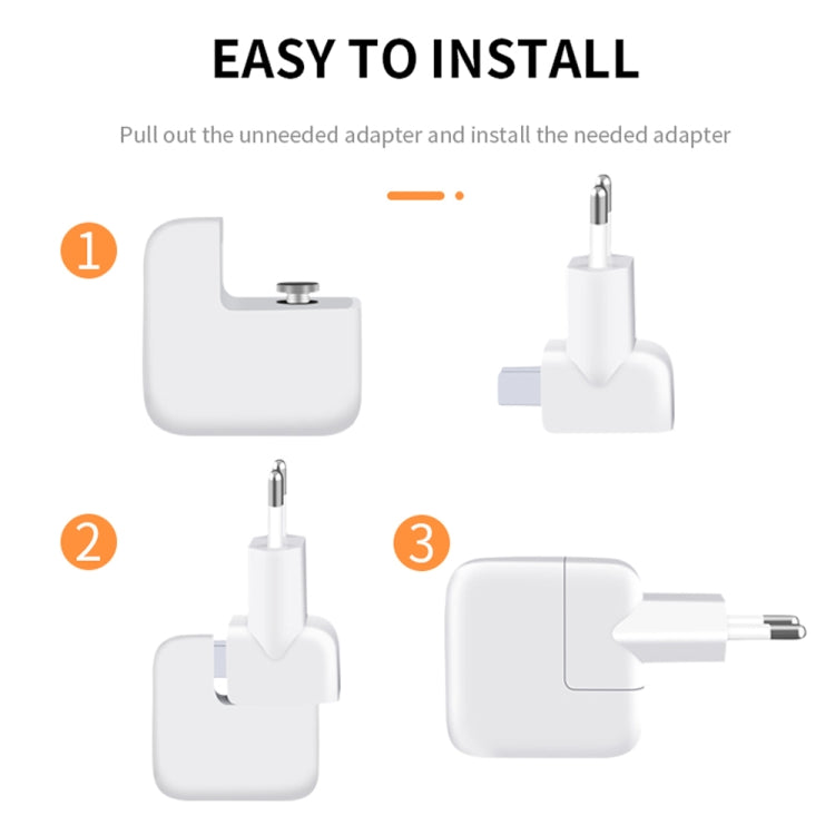 2 Unidades Adaptador de Energia XJ01 para Carregador iPad 10W 12W & Carregador Série MacBook, Ficha EU, Ficha EU