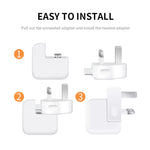 2 PCS Adaptador de Energia XJ01 para Carregador iPad 10W 12W & Carregador Série MacBook, Plugue Reino Unido, Plugue Reino Unido