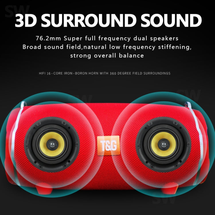 T&G TG187 Altifalante Bluetooth Portátil à Prova de Água com Bass Surround e Alça de Ombro, Suporta FM / Cartão TF
