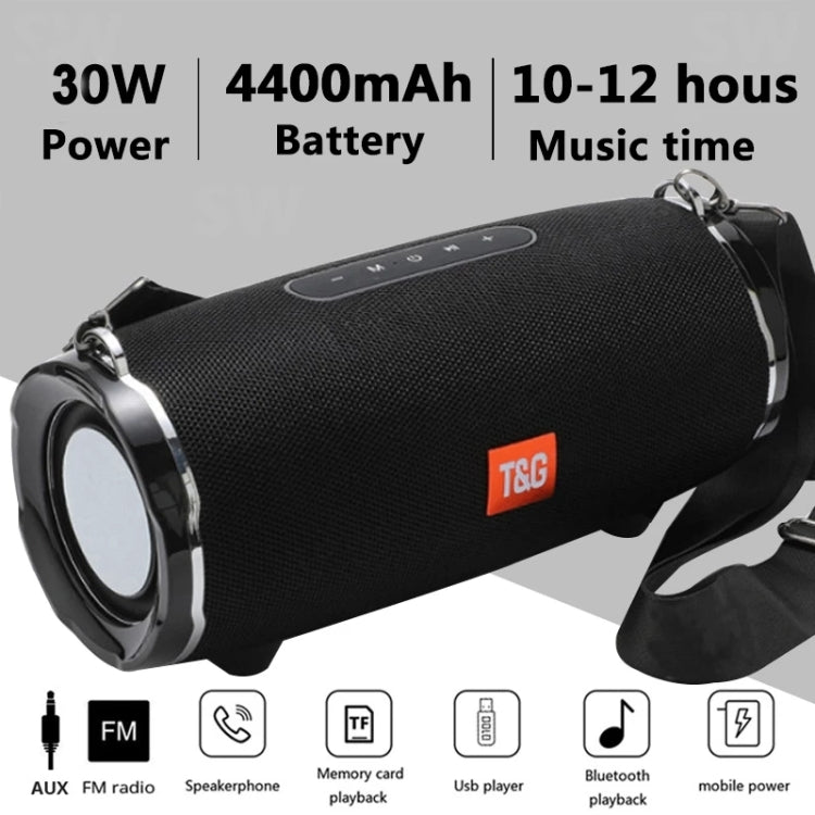 T&G TG187 Altifalante Bluetooth Portátil à Prova de Água com Bass Surround e Alça de Ombro, Suporta FM / Cartão TF