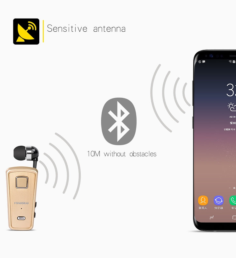 Auricular Bluetooth Antifurto com Cabo Retrátil F980 CSR4.1, Lembrete de Vibração de Chamadas, Branco