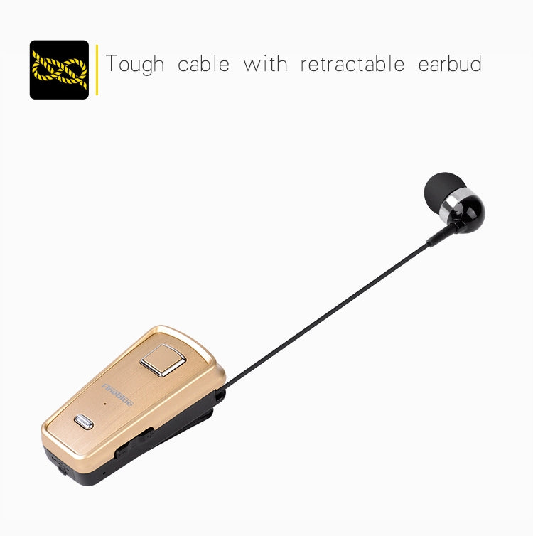 Auricular Bluetooth Antifurto com Cabo Retrátil F980 CSR4.1, Lembrete de Vibração de Chamadas, Branco