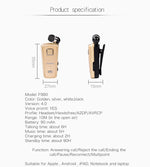 Auricular Bluetooth Antifurto com Cabo Retrátil F980 CSR4.1, Lembrete de Vibração de Chamadas, Branco