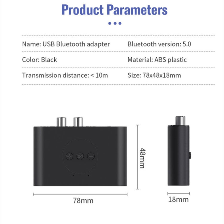 B21 Receptor de áudio Bluetooth 5.0 Saída AUX RCA Reprodução por U-disk