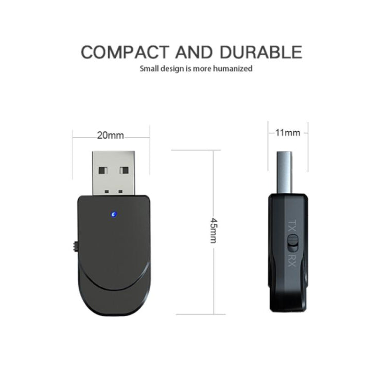 KN330 Adaptador USB Bluetooth 5.0 2 em 1 Receptor e transmissor sem fios para computador, TV, carro