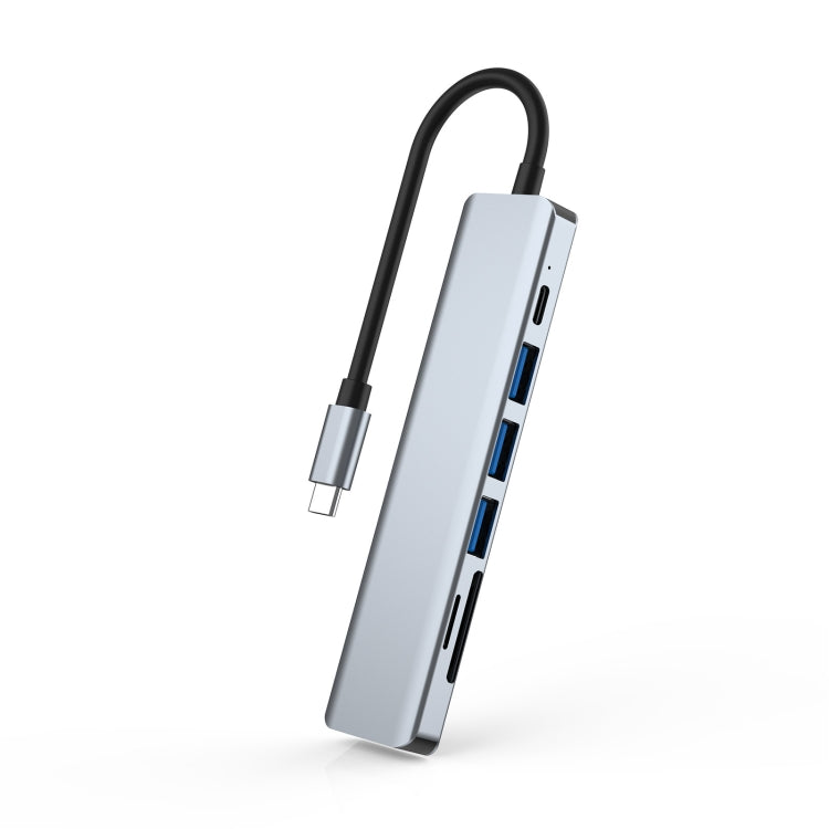 Estação de Acoplamento HUB 7 em 1 HDMI+SD/TF+USB2.0x2+USB3.0+PD para Tipo-C, Estação 7 em 1