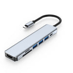 Estação de Acoplamento HUB 7 em 1 HDMI+SD/TF+USB2.0x2+USB3.0+PD para Tipo-C, Estação 7 em 1
