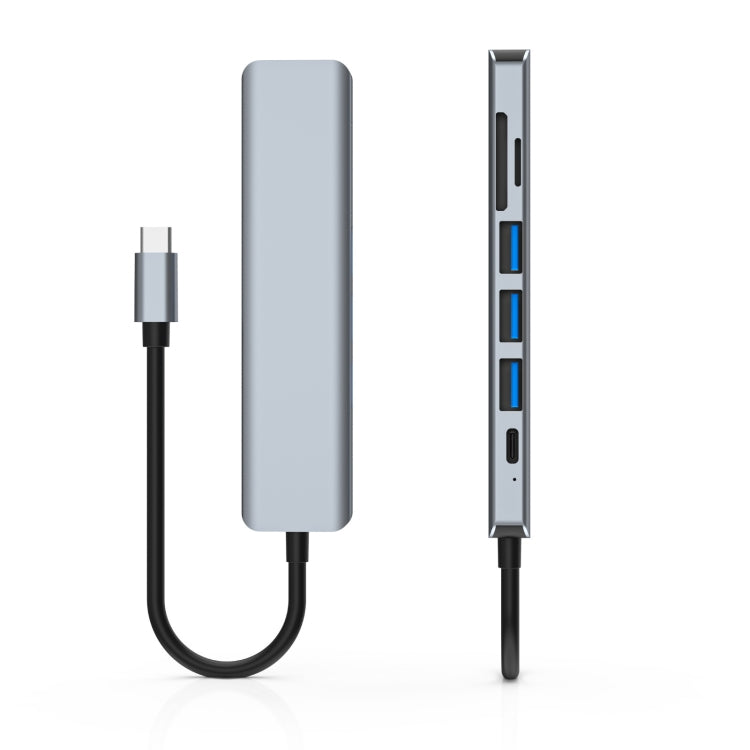 Estação de Acoplamento HUB 7 em 1 HDMI+SD/TF+USB2.0x2+USB3.0+PD para Tipo-C, Estação 7 em 1