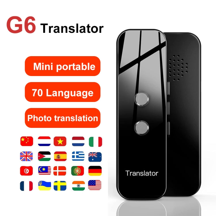 G6 Tradutor de Voz Portátil Instantâneo em Tempo Real Tradutor Multilíngue Assistente Pessoal de Viagem, G6 Cinzento, G6 Preto
