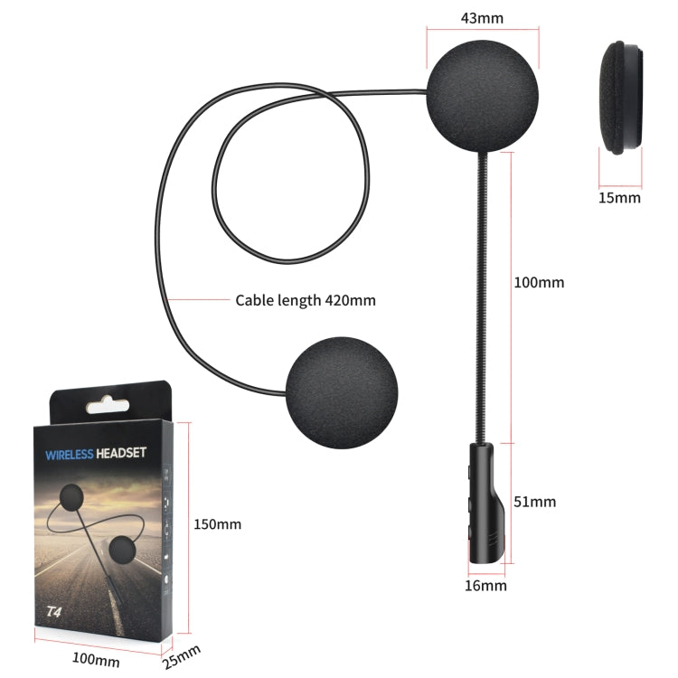 Auriculares Bluetooth para Capacete de Motocicleta T4 BT 5.0 Estéreo Ligação Automática com Suporte para SIRI, T4