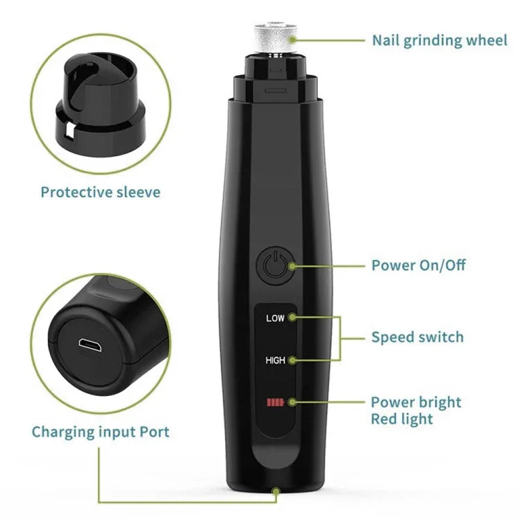 Triturador Elétrico de Unhas para Cães Recarregável por USB Cortador de Unhas Indolor para Animais, Triturador de Unhas