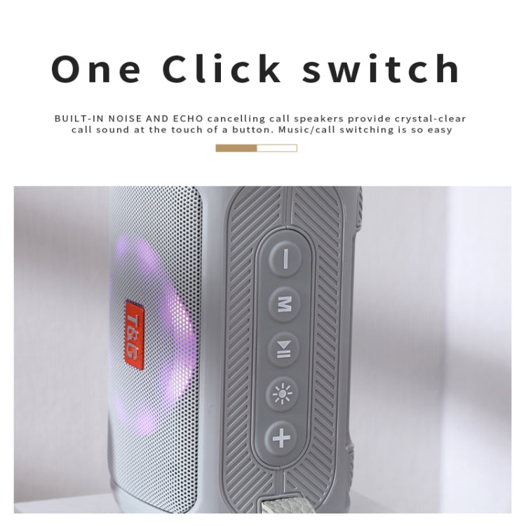 T&G TG193 Altifalante Bluetooth Portátil com Luz LED Subwoofer à Prova de Água para Exterior Suporta Cartão TF / Rádio FM / AUX