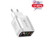 Carregador Rápido F002C QC3.0 USB + USB 2.0 com Ecrã Digital LED e Cabo de Dados USB para Type-C, Ficha UE + Cabo Type-C