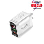 F002C Carregador Rápido USB QC3.0 + USB 2.0 com Ecrã Digital LED e Cabo de Dados USB para 8 Pinos, Ficha US, Ficha US + Cabo 8 Pinos