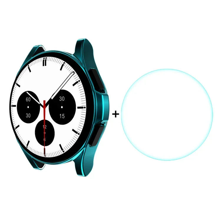 For Samsung Galaxy Watch4 Classic 46mm ENKAY Hat-Prince Full Coverage Electroplate Soft Case TPU HD Clear Cover + Tempered Glass Protector, For Samsung Galaxy Watch4 Classic 46mm