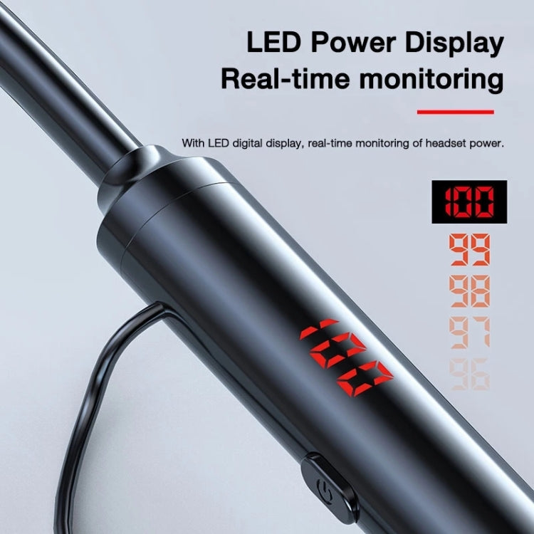 Auricular Estéreo Magnético 960 com Colar e Ecrã LED, Suporta Cartão TF
