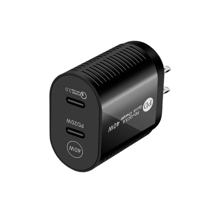 Carregador Rápido PD / Type-C de Porta Dupla 40W para Série iPhone / iPad, Ficha US, Ficha US