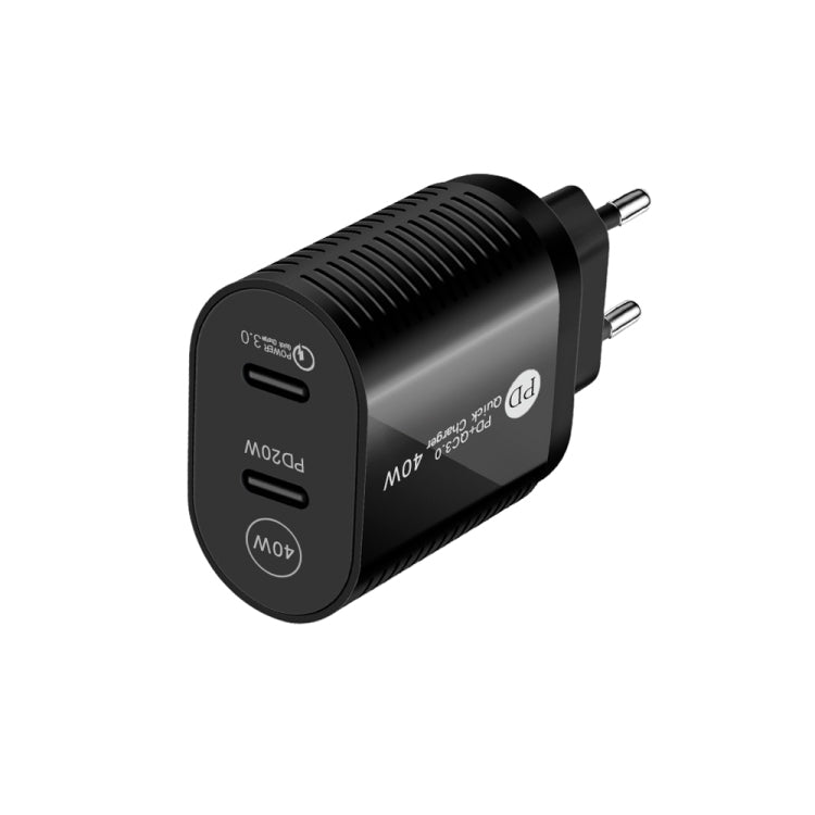 Carregador Rápido PD / Type-C de Porta Dupla 40W para Série iPhone / iPad, Ficha EU, Ficha EU