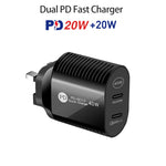 Carregador Rápido PD / Type-C de Porta Dupla 40W para Série iPhone / iPad, Ficha UK, Ficha UK