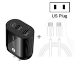 Carregador Rápido 40W com Dupla Porta PD / Type-C e Cabo de Dados Type-C para Type-C, Ficha EUA + Cabo Type-C para Type-C