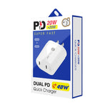 Carregador Rápido 40W com Dupla Porta PD / Type-C e Cabo de Dados Type-C para Type-C, Ficha EUA + Cabo Type-C para Type-C