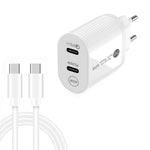 Carregador Rápido 40W com Dupla Porta PD / Type-C e Cabo de Dados Type-C para Type-C, Ficha UE + Cabo Type-C para Type-C