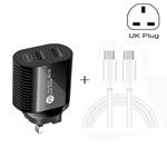 Carregador Rápido 40W com Dupla Porta PD / Type-C e Cabo de Dados Type-C para Type-C, Ficha Reino Unido + Cabo Type-C para Type-C