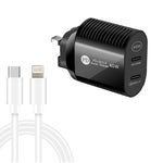 Carregador Rápido PD / Type-C de Porta Dupla 40W com Cabo de Dados Type-C para 8 Pinos, Ficha UK, Ficha UK + Cabo Type-C para 8 Pinos