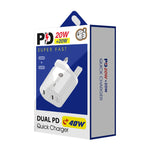 Carregador Rápido PD / Type-C de Porta Dupla 40W com Cabo de Dados Type-C para 8 Pinos, Ficha UK, Ficha UK + Cabo Type-C para 8 Pinos