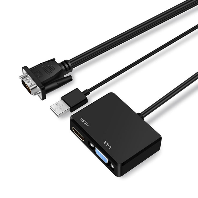 Adaptador VGA para HDMI Divisor VGA com Conversor de Áudio 3,5mm