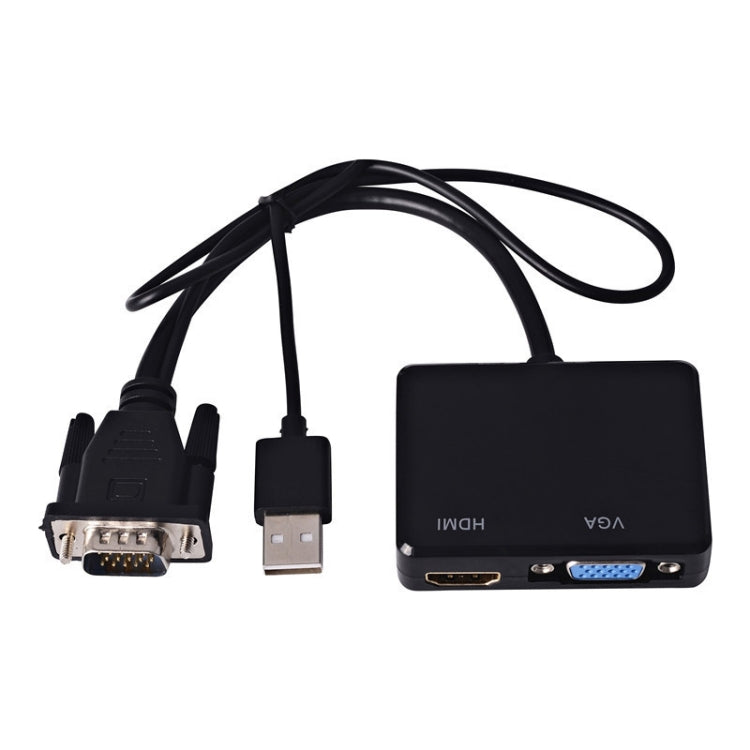 Adaptador VGA para HDMI Divisor VGA com Conversor de Áudio 3,5mm