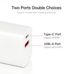 CS-20W Carregador Rápido Mini Portátil com Duas Portas PD3.0 + QC3.0, Carregador
