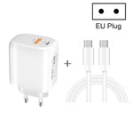 Carregador Rápido Portátil Mini CS-20W PD3.0 + QC3.0 com Duas Portas e Cabo Type-C 3A para Type-C, Carregador + Cabo Type-C para Type-C