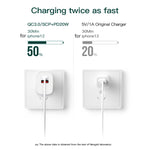 Carregador Rápido Portátil Mini CS-20W PD3.0 + QC3.0 com Duas Portas e Cabo Type-C 3A para Type-C, Carregador + Cabo Type-C para Type-C