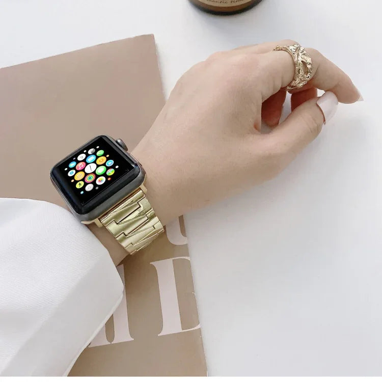 Pulseira Metálica Criativa em Aço Inoxidável com Corrente Para Apple Watch Series, 7 41mm / 6&SE&5&4 40mm / 3&2&1 38mm, 7 45mm / 6&SE&5&4 44mm / 3&2&1 42mm