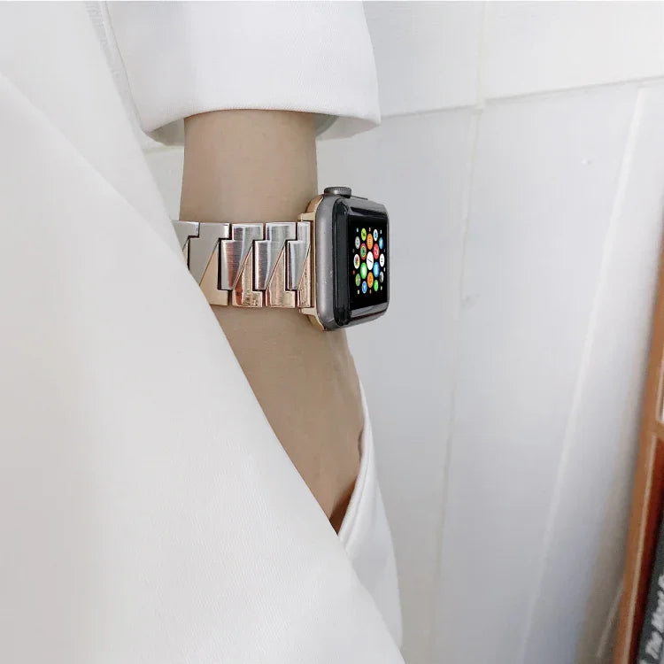 Pulseira Metálica Criativa em Aço Inoxidável com Corrente Para Apple Watch Series, 7 41mm / 6&SE&5&4 40mm / 3&2&1 38mm, 7 45mm / 6&SE&5&4 44mm / 3&2&1 42mm