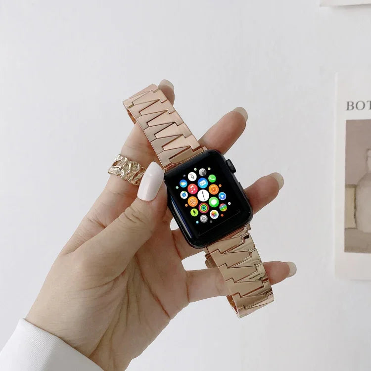 Pulseira Metálica Criativa em Aço Inoxidável com Corrente Para Apple Watch Series, 7 41mm / 6&SE&5&4 40mm / 3&2&1 38mm, 7 45mm / 6&SE&5&4 44mm / 3&2&1 42mm