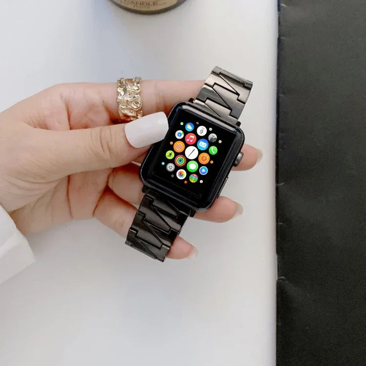 Pulseira Metálica Criativa em Aço Inoxidável com Corrente Para Apple Watch Series, 7 41mm / 6&SE&5&4 40mm / 3&2&1 38mm, 7 45mm / 6&SE&5&4 44mm / 3&2&1 42mm